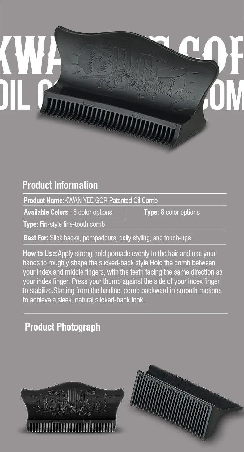 KWAN YEE GOR Patent Pocket Oil Comb – Black Grooming Tool - KWAN YEE GOR