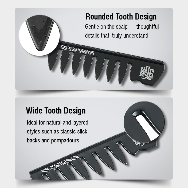Two hair combs with rounded and wide teeth on a gray background