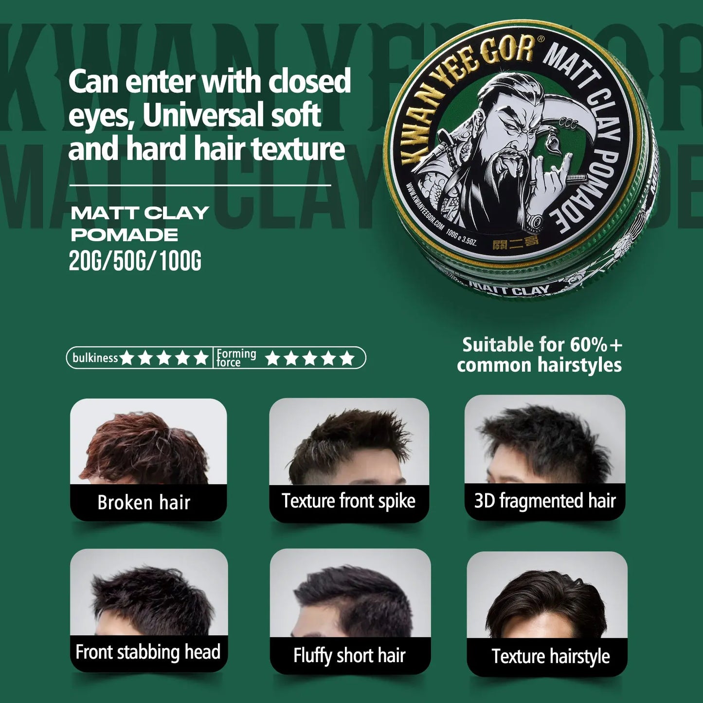 Kwan Yee Gor Matt Clay Pomade for Men – Strong Hold, Water-Based - KWAN YEE GOR