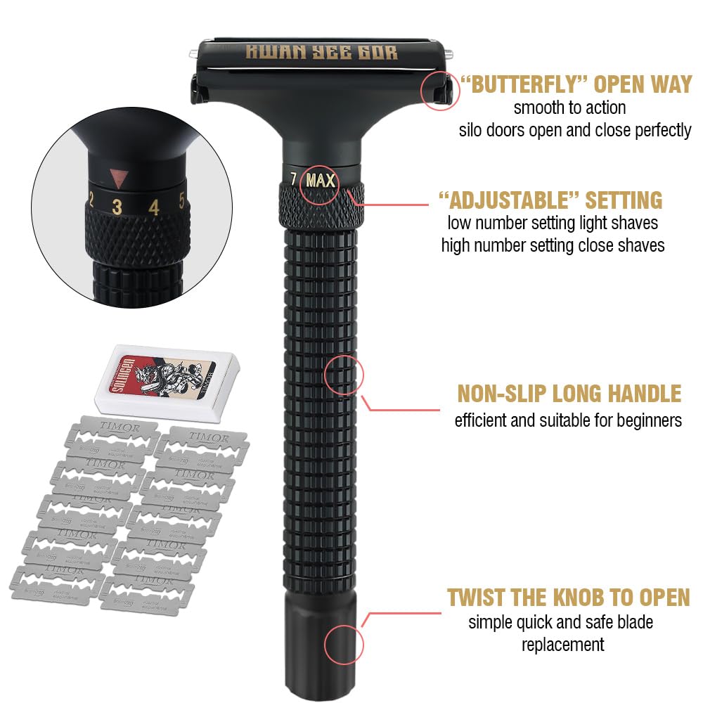 KWAN YEE GOR Safety Razor – Adjustable Brass Double-Edge Shaver - KWAN YEE GOR