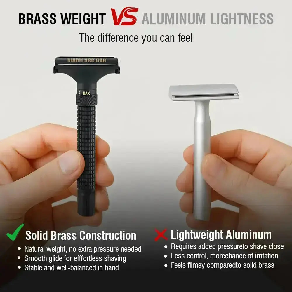 KWAN YEE GOR Double-Edge Safety Razor – Adjustable Brass Double-Edge Shaver with 10 Timor Blade KWAN YEE GOR