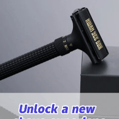 Full Brass Adjustable Safety Razor for Men | Butterfly Open & Long Handle | with 10 German Solingen Blades KWAN YEE GOR