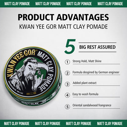 Matte Clay Pomade for Men – Strong Hold, Water-Based