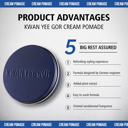 KWAN YEE GOR Cream Pomade | Hair Wax with Beeswax, Camellia & Shea Butter