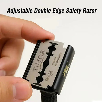 Full Brass Adjustable Safety Razor for Men | Butterfly Open & Long Handle | with 10 German Solingen Blades KWAN YEE GOR