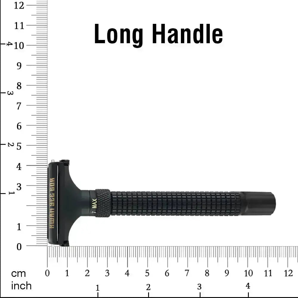 Full Brass Adjustable Safety Razor for Men | Butterfly Open & Long Handle | with 10 German Solingen Blades KWAN YEE GOR