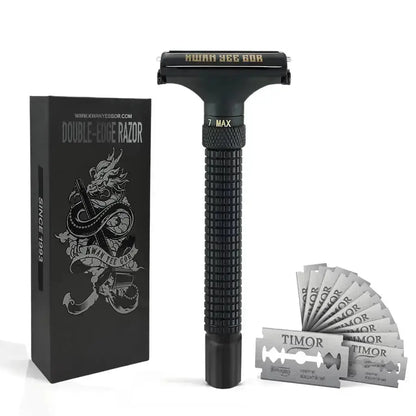 KWAN YEE GOR Double-Edge Safety Razor – Adjustable Brass Double-Edge Shaver with 10 Timor Blade KWAN YEE GOR