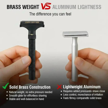 KWAN YEE GOR Double-Edge Safety Razor – Adjustable Brass Double-Edge Shaver with 10 Timor Blade KWAN YEE GOR